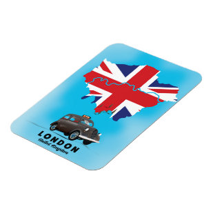 London Illustrerad kart-resaaffisch Magnet