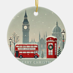 London-jul Big Ben & Festive London Julgransprydnad Keramik