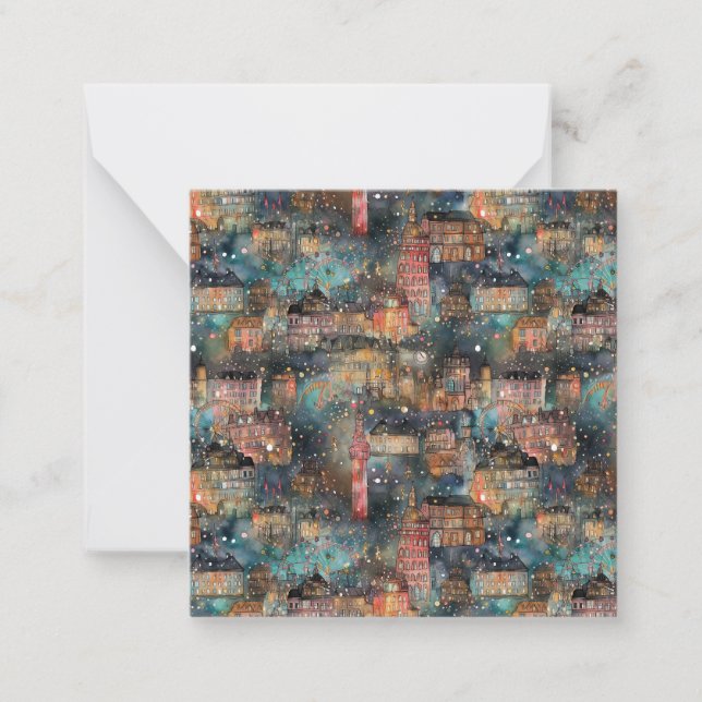 London jul & nyår i akvarell anteckningskort (Framsida)