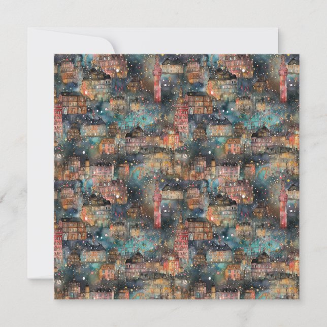 London jul och nyår i akvarell julkort (Framsida)