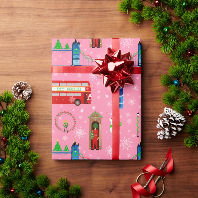 London jul rosa mönsterbakgrund presentpapper (Julgåva)