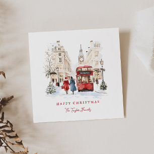 London Jul Watercolor City Scene Julkort