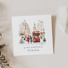 London Jul Watercolor City Scene Julkort