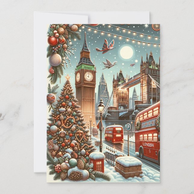London Julprakt - Livlig Julkort (Framsida)