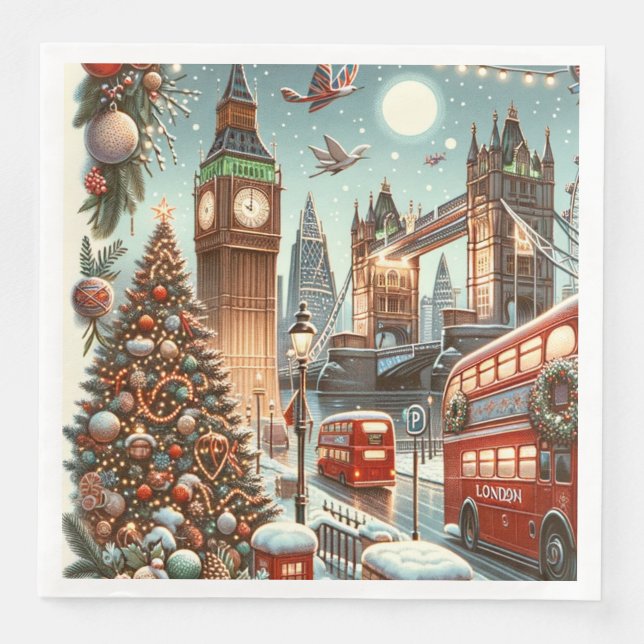 London julprakt - Livlig julsång Pappersservett (Framsida)