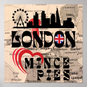 London Kärlek Mince Paj Cityscape Poster