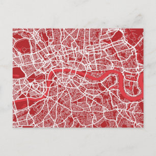 London Karta Art Red Vykort