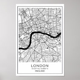 London Karta Poster - London Wall Art