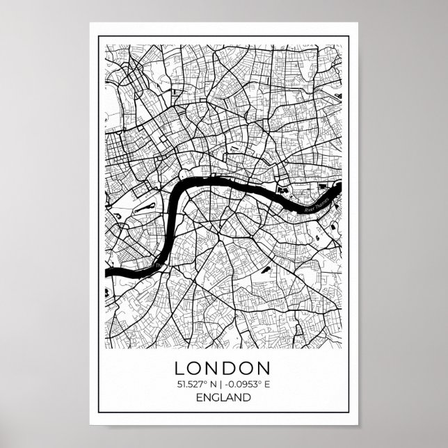 London Karta Poster - London Wall Art (Framsidan)