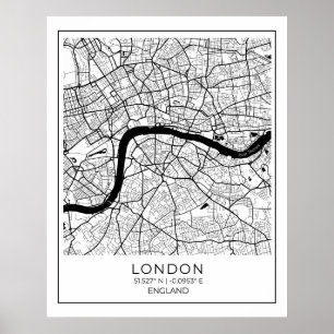 London Karta Poster - London Wall Art Decor