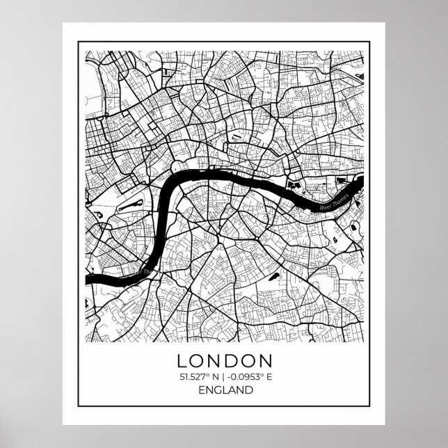 London Karta Poster - London Wall Art Decor (Framsidan)