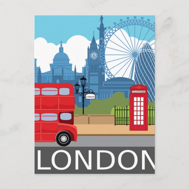 London konsttryck retro resor järnvägsaffisch vykort (Framsida)