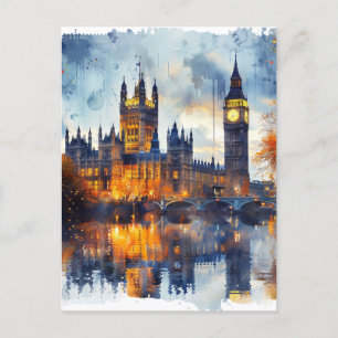 London Landmarks Night Scenery UK Historical Vykort