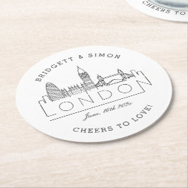 London Landmarks | Pappra kol i Kärlek-rundan Underlägg Papper Rund