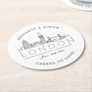 London Landmarks   Pappra kol i Kärlek-rundan Underlägg Papper Rund