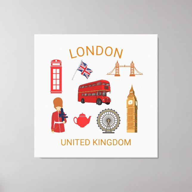 London Landmarks Travel-ThLED Print Canvastryck (Framsida)