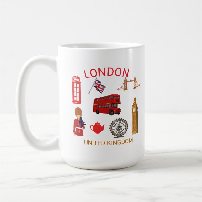 London Landmarks Travel-ThLED Print Kaffemugg (Vänster)