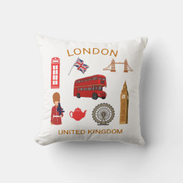 London Landmarks Travel-ThLED Print Kudde