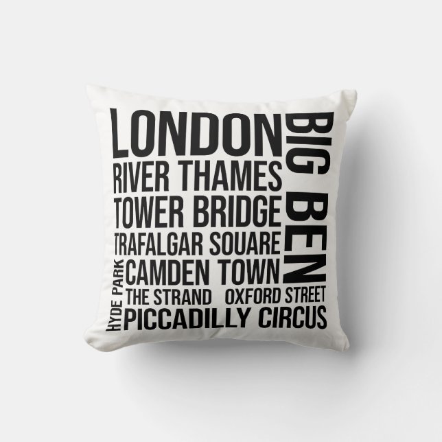London Landmarks Typography - England Ord Art Kudde (Framsida)