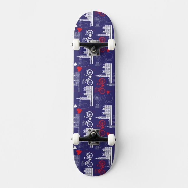 London Landmarksmönster Mini Skateboard Bräda 18,7 Cm (Framsida)