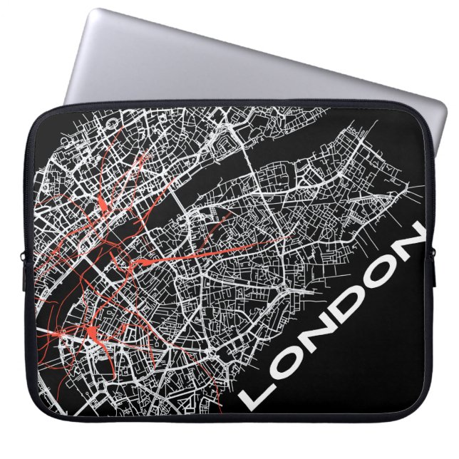 London-mappade datorväska laptop fodral (Framsidan)