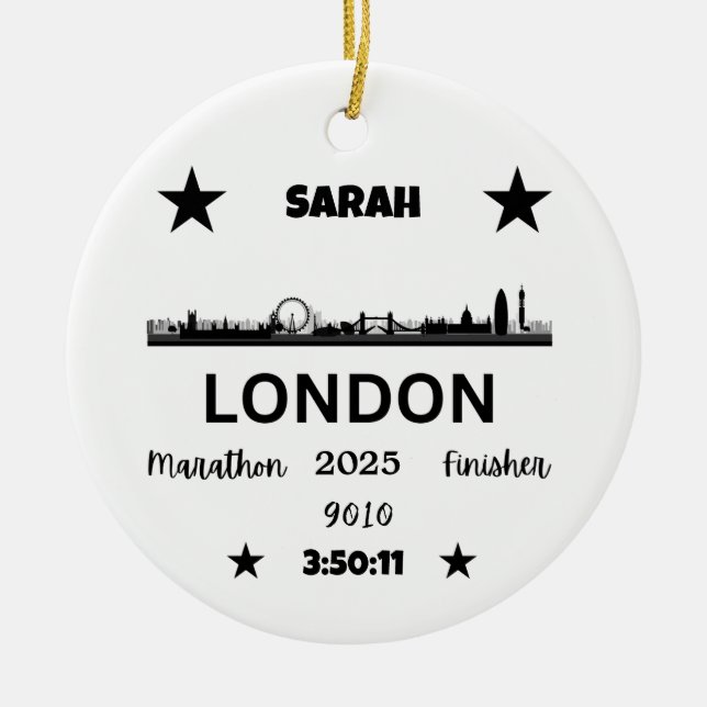 London Marathon 2025 Finisher Gift for Springers Julgransprydnad Keramik (Framsidan)