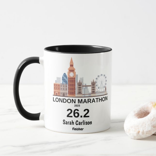 London Marathon Finisher Personlig Running Gift Mugg (Med munk)