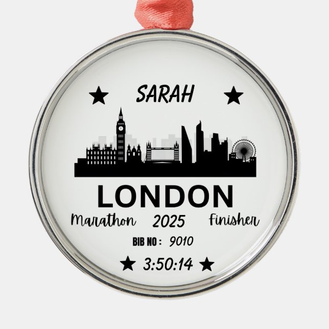 London Marathon Finisher Running Keepsake Gift Julgransprydnad Metall (Framsidan)