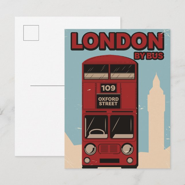 London med buss inbjudan vykort (Fram/baksida)