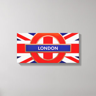 London Metro Sign Red Stretched Kanvastryck