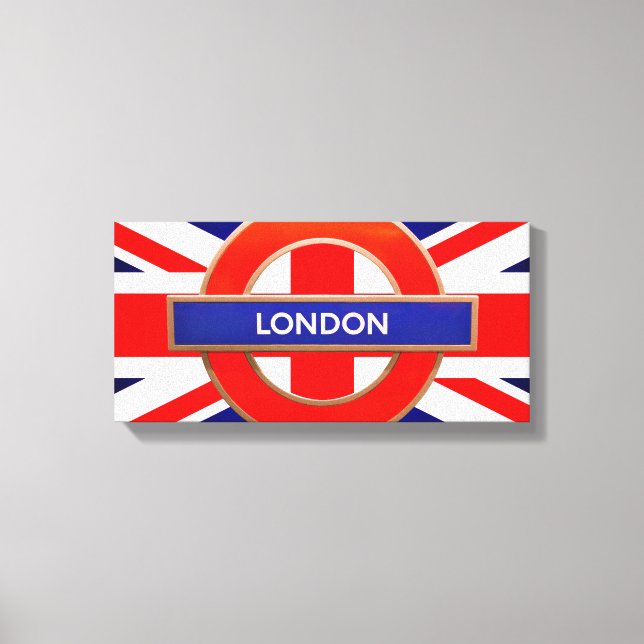 London Metro Sign Red Stretched Kanvastryck (Framsida)