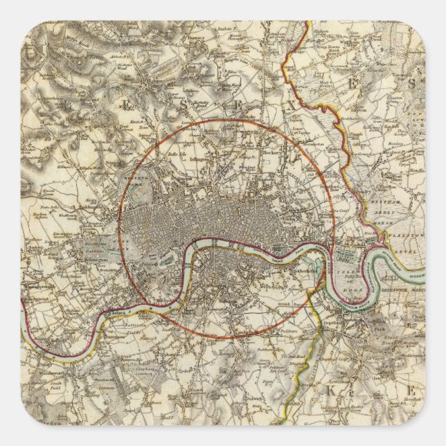 London-miljöer Fyrkantigt Klistermärke (Framsida)