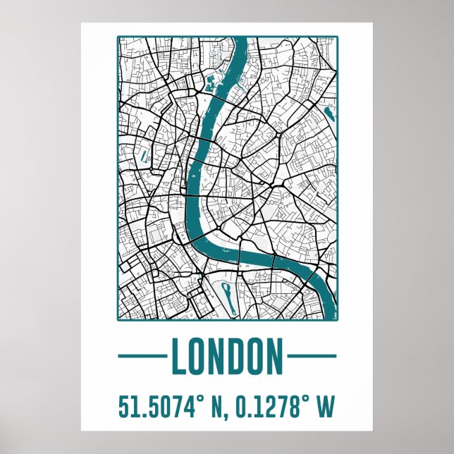 LONDON Minimalist city Map, LONDON DIY city Map Poster (Framsidan)