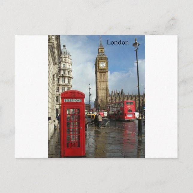 London Mobil box & Big Ben (St.K) Vykort (Framsida)