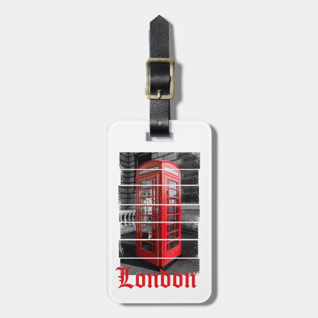 London Mobil Box Vintage Souvenir Bagagebricka (Vertikal Framsida)