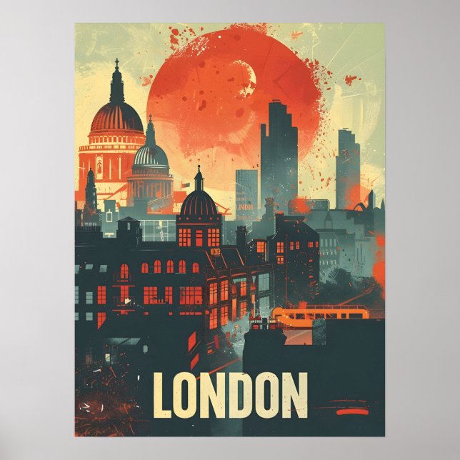 London Mörk Vintage Art Poster (Framsidan)