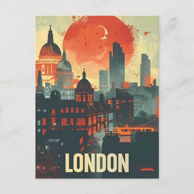 London Mörk Vintage Art Vykort (Framsida)