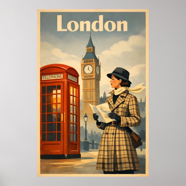 London Mornings – Vintage Retro Travel Poster (Framsidan)