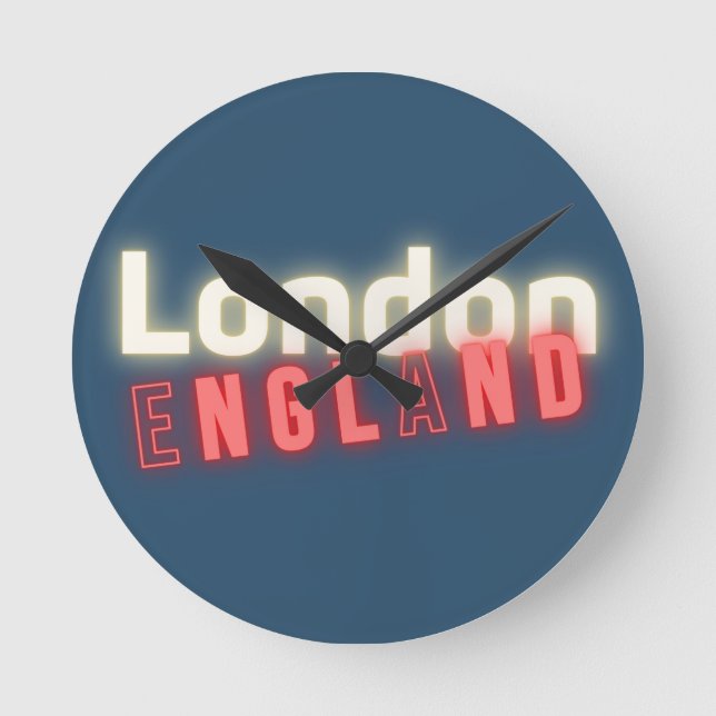London Neon Ljus Typography Rund Klocka (Framsida)