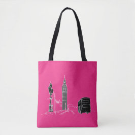 London Neon Modern Pop Art Sketch Black Coola Tygkasse
