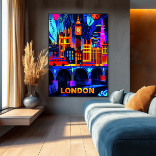 London Neon Nights - Vibrant Cityscape Art Poster