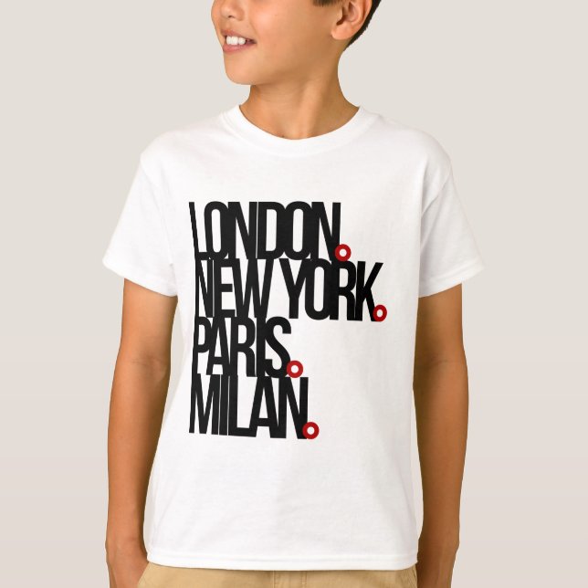 London New York Paris Milano T Shirt (Framsida)