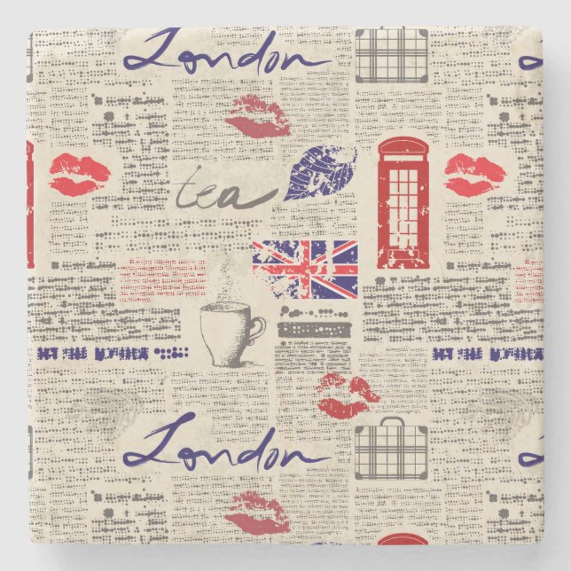 London Newspaper Mönster Stenunderlägg (Framsidan)