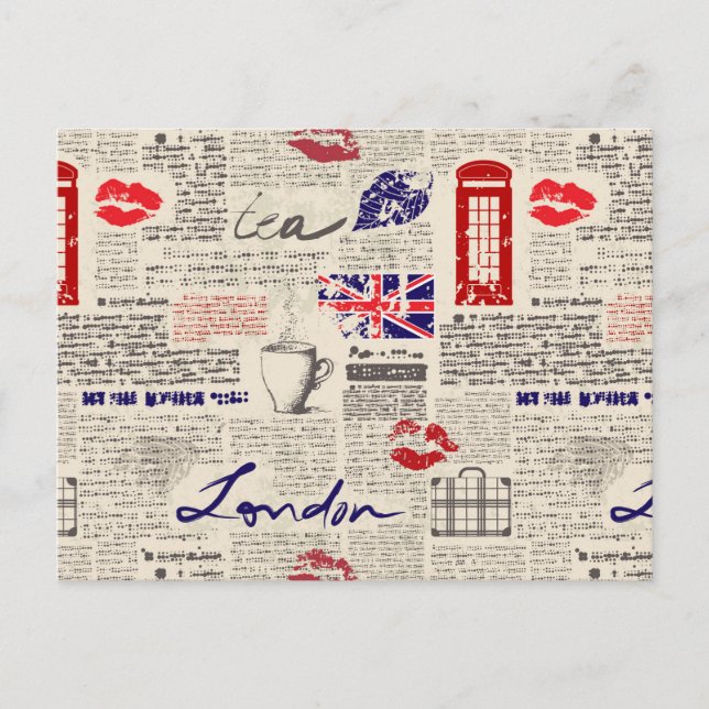 London Newspaper Mönster Vykort (Framsida)
