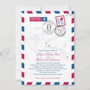 London och Italien Airmail Bröllop Inbjudningar