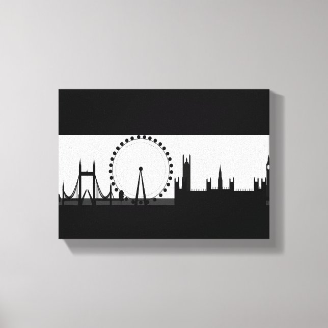 London Öga City Skyline Black & White Kanvastryck (Framsida)