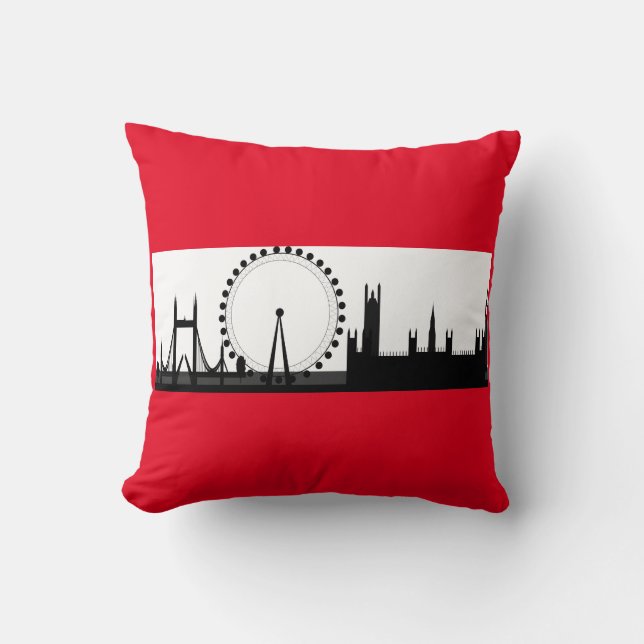 London Öga City Skyline England Red Dekorativ kudd Kudde (Framsida)
