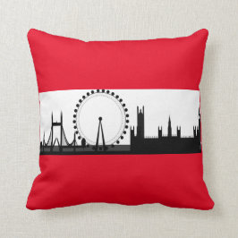 London Öga City Skyline England Red Dekorativ kudd Kudde