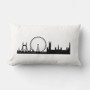 London Öga City Skyline England White Dekorativ ku Lumbarkudde