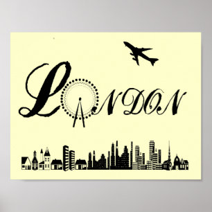 London Öga City Theme Ord Art Poster Skriv ut